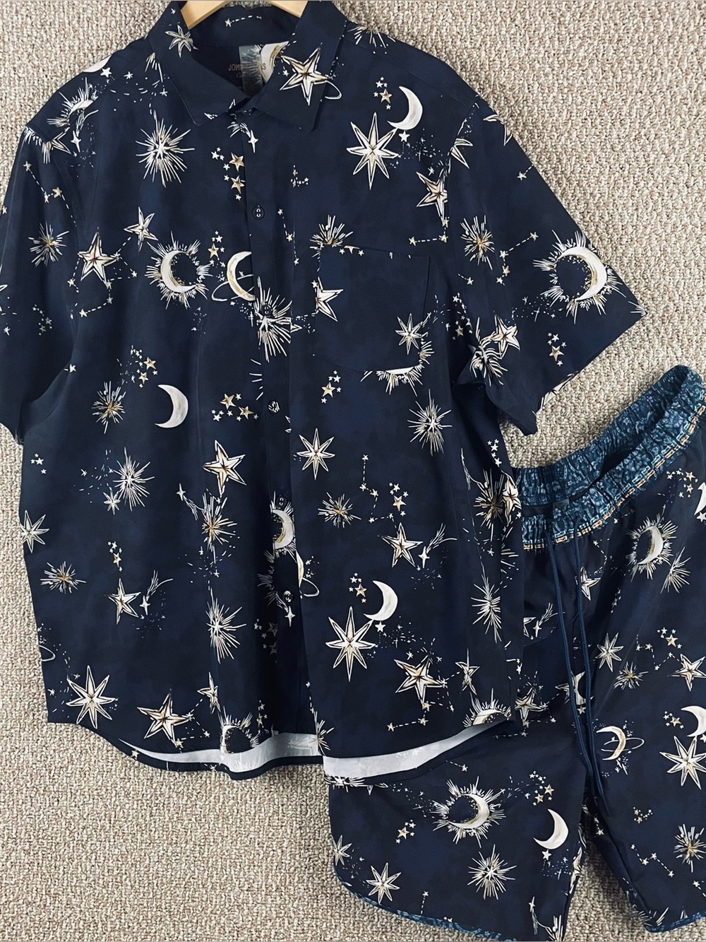 Johnny Was Zolita Shirt Shorts Men’s XL Celestial Midnight Set Beach Resort F156
